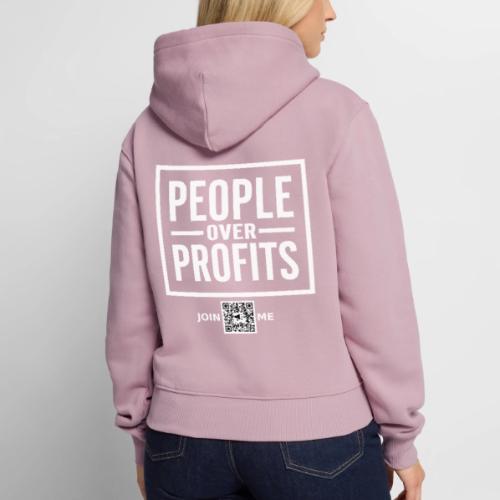People Over Profits (white, back-facing) - Women's Premium Hoodie