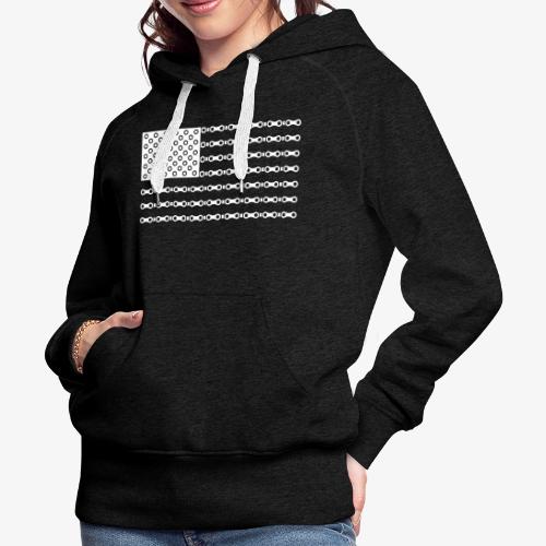 Bicycle Chain American Flag - Women's Premium Hoodie