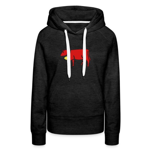 red cow with cowbell - Women's Premium Hoodie