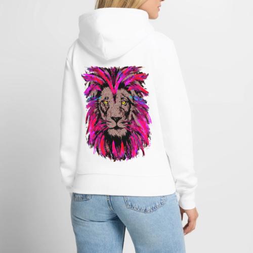 Purple Lion Head - Pink Lion Face Drawing - Women's Premium Hoodie