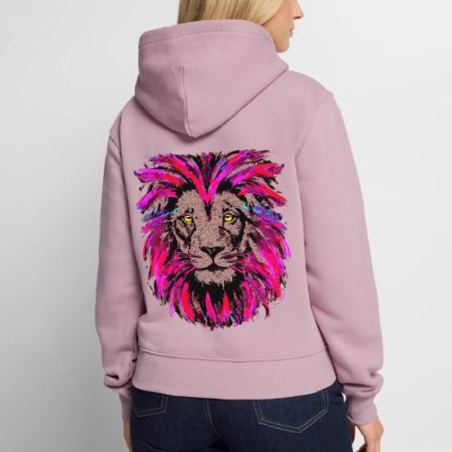 Purple Lion Head - Pink Lion Face Drawing - Women's Premium Hoodie