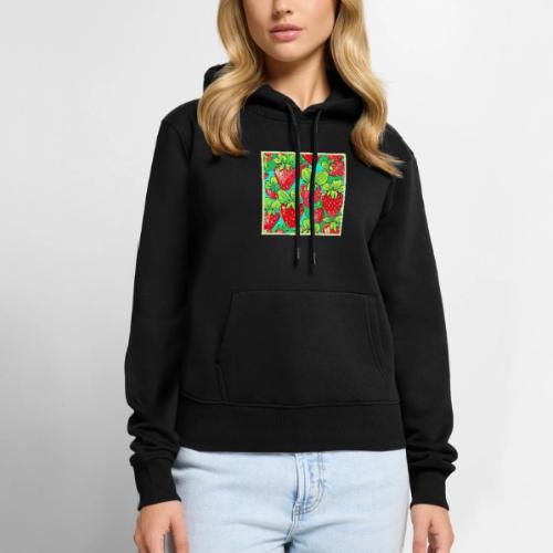 Strawberry Pop Art Pattern - Women's Premium Hoodie