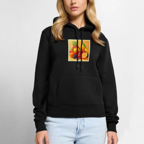 Fresh Bounty: Vibrant Fruit Harvest Art - Women's Premium Hoodie