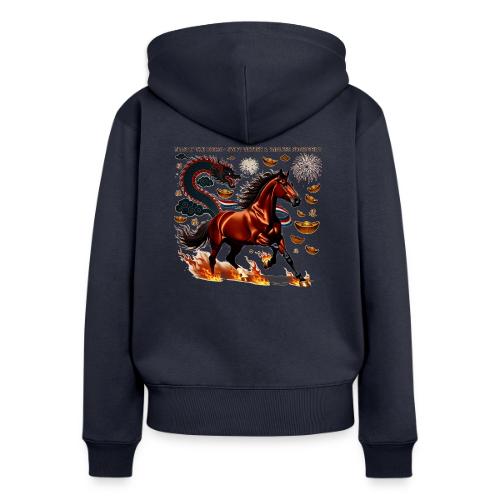 Year of the Horse Victory T Shirt, Lunar New Year - Women's Premium Organic Zip Hoodie