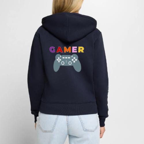 Colorful Gamer Controller Graphic - Women's Premium Organic Zip Hoodie