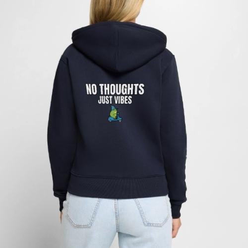 No Thoughts Just Vibes Funny Frog Shirt - Women's Premium Organic Zip Hoodie