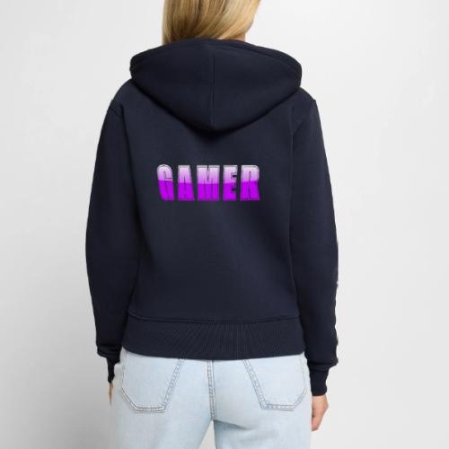 Gamer Purple Glossy Collegiate Design - Women's Premium Organic Zip Hoodie