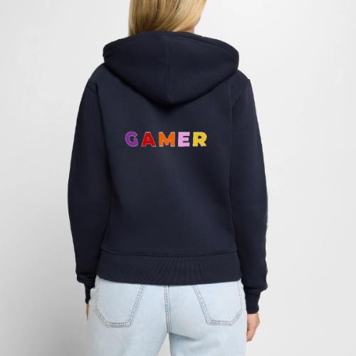 Multicolor GAMER Typography Design - Women's Premium Organic Zip Hoodie