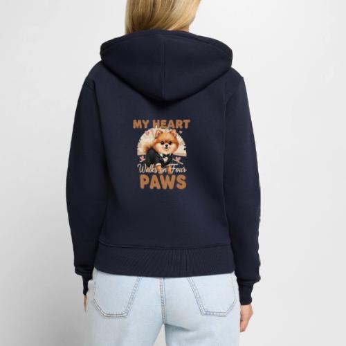 My Heart Walks on Four Paws – Pomeranian tee - Women's Premium Organic Zip Hoodie