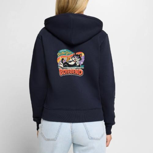 Sassy Cat Pride Pizza Retro Comic - Women's Premium Organic Zip Hoodie