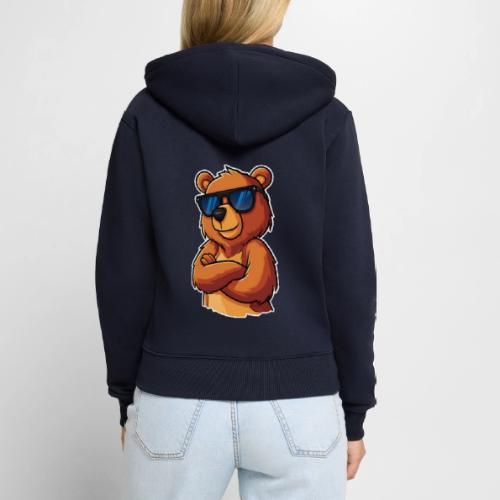Cool Bear Sunglasses Cartoon Design - Women's Premium Organic Zip Hoodie