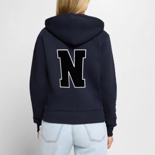 Varsity Letter N Athletic Font Graphic - Women's Premium Organic Zip Hoodie