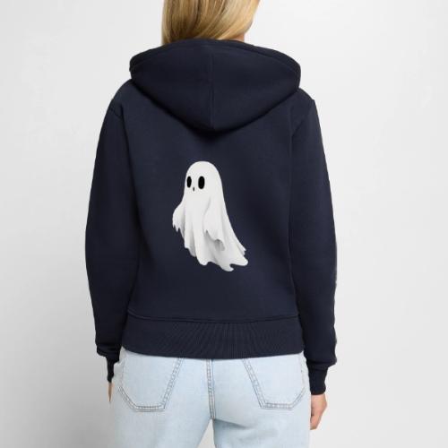 Cute Ghost Cartoon Design - Women's Premium Organic Zip Hoodie