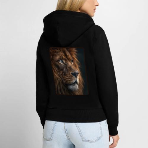 Lion Portrait Majestic Wildlife Design - Women's Premium Organic Zip Hoodie