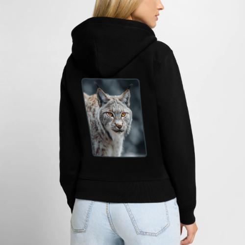 Lynx Portrait Piercing Eyes Design - Women's Premium Organic Zip Hoodie
