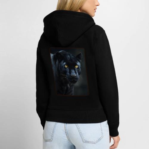 Black Panther Glowing Eyes Design - Women's Premium Organic Zip Hoodie