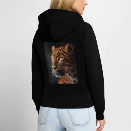 Amur Leopard Face Wildlife Design - Women's Premium Organic Zip Hoodie