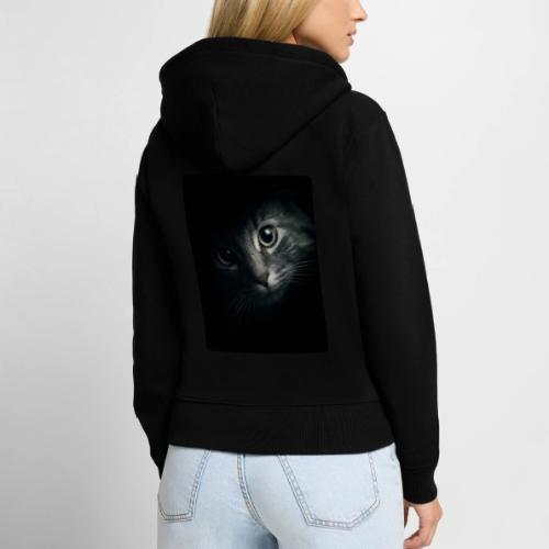 Cat Face in Shadow Close-Up Design - Women's Premium Organic Zip Hoodie