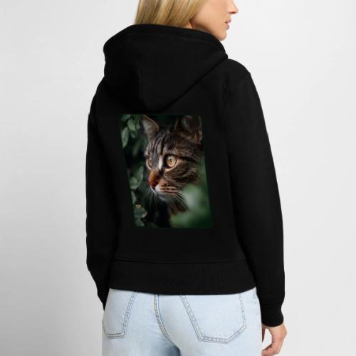 Tabby Cat Jungle Eyes Design - Women's Premium Organic Zip Hoodie