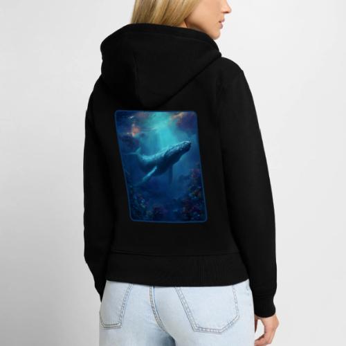 Humpback Whale Ocean Reef Design - Women's Premium Organic Zip Hoodie