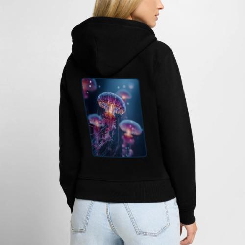 Glowing Jellyfish Deep Sea Design - Women's Premium Organic Zip Hoodie