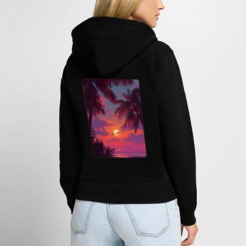 Tropical Sunset Palm Silhouette Design - Women's Premium Organic Zip Hoodie
