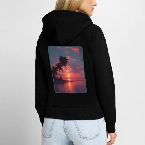 Tropical Sunset Ocean Reflection Design - Women's Premium Organic Zip Hoodie