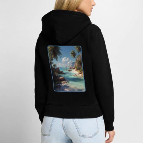 Tropical Island Paradise Ocean Design - Women's Premium Organic Zip Hoodie