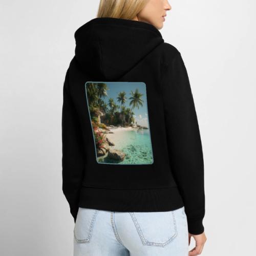 Serene Tropical Beach Floral Design - Women's Premium Organic Zip Hoodie