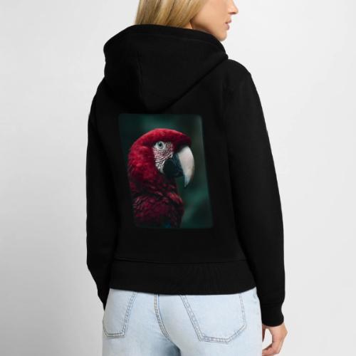 Red Green Macaw Bird Portrait Design - Women's Premium Organic Zip Hoodie