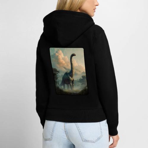 Brachiosaurus Prehistoric Scene Design - Women's Premium Organic Zip Hoodie