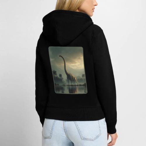 Brachiosaurus Misty Lake Design - Women's Premium Organic Zip Hoodie