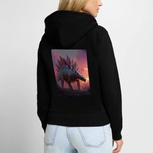 Stegosaurus Sunset Forest Design - Women's Premium Organic Zip Hoodie