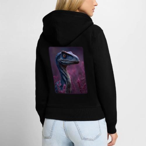 Blue Velociraptor Portrait Design - Women's Premium Organic Zip Hoodie
