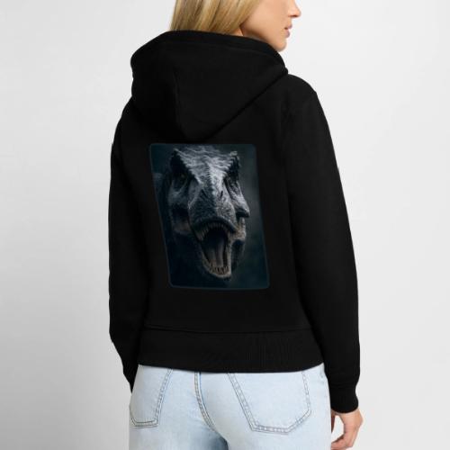 T Rex Cinematic Close-Up Design - Women's Premium Organic Zip Hoodie