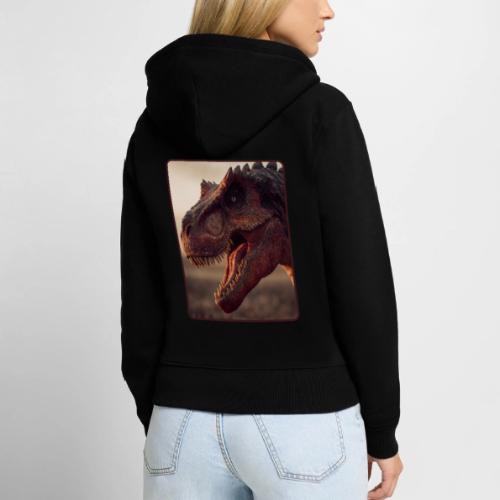 T Rex Roaring Close-Up Design - Women's Premium Organic Zip Hoodie