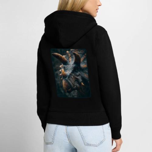Triceratops Detailed Portrait Design - Women's Premium Organic Zip Hoodie