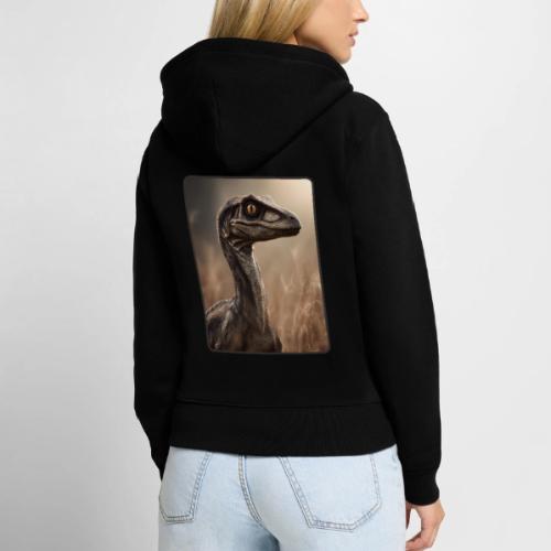 Velociraptor Feathered Portrait Design - Women's Premium Organic Zip Hoodie
