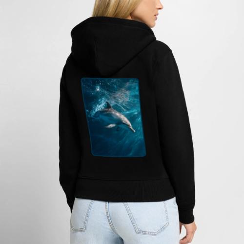 Dolphin Sunlit Ocean Serenity Design - Women's Premium Organic Zip Hoodie