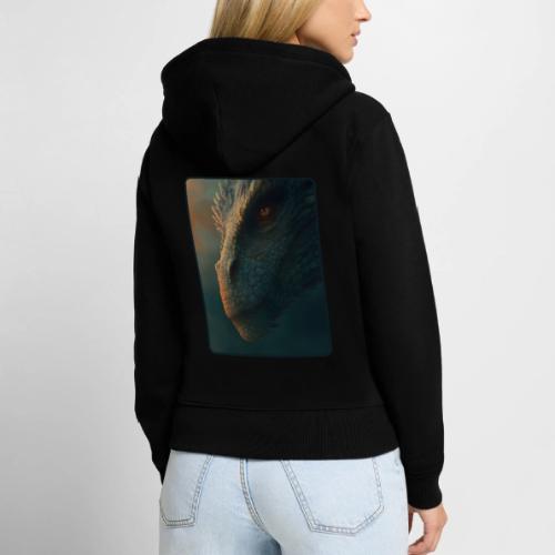 Golden Eye Dragon Close-Up Design - Women's Premium Organic Zip Hoodie