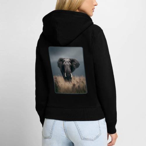 Majestic African Elephant Portrait Design - Women's Premium Organic Zip Hoodie