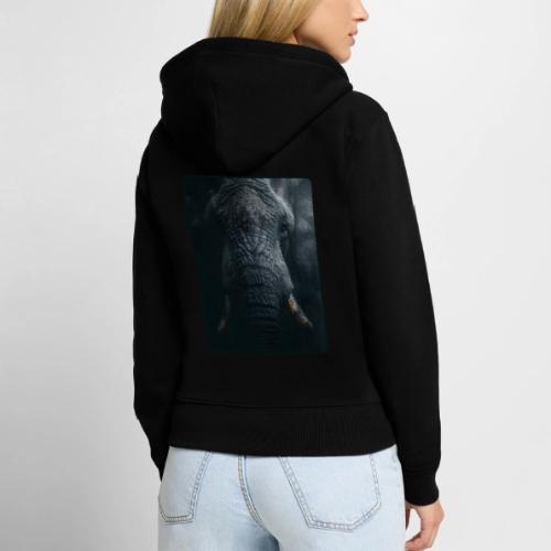 Shadow Elephant Intense Eyes Design - Women's Premium Organic Zip Hoodie