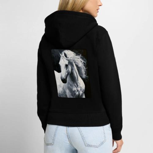 White Horse Oil Painting Design - Women's Premium Organic Zip Hoodie