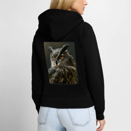 Eurasian Eagle Owl Portrait Design - Women's Premium Organic Zip Hoodie