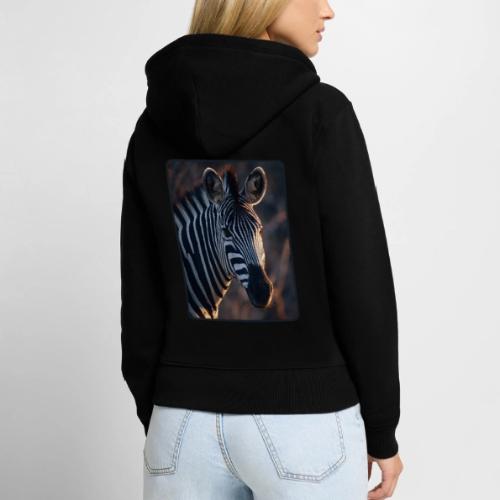 Majestic Zebra Sunset Portrait Design - Women's Premium Organic Zip Hoodie