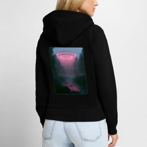 Neon UFO Forest River Design - Women's Premium Organic Zip Hoodie