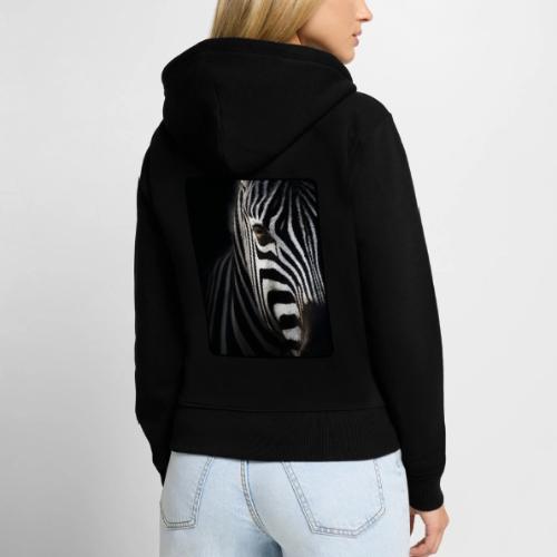 Zebra High Contrast Portrait Design - Women's Premium Organic Zip Hoodie