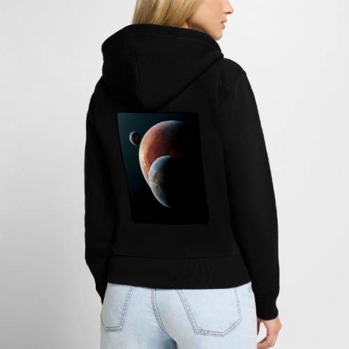 Three Planets Deep Space Design - Women's Premium Organic Zip Hoodie