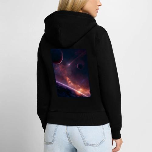 Cosmic Sunset Nebula Space Art - Women's Premium Organic Zip Hoodie