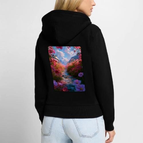 Dreamy Cosmos Valley Landscape Art - Women's Premium Organic Zip Hoodie